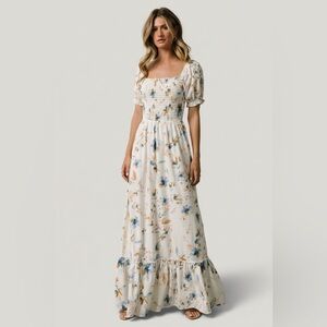 chinese dress ladies Baltic Born Womens Aspen Smocked Lace Maxi Dress | Off White